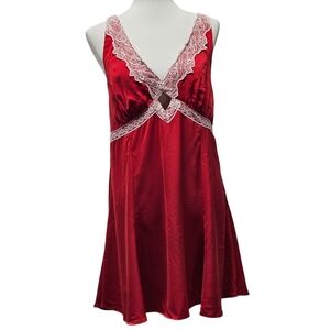 Wild Fable Lace Trim Mini Slip Holiday Dress Womens Large Red Romantic Feminine
